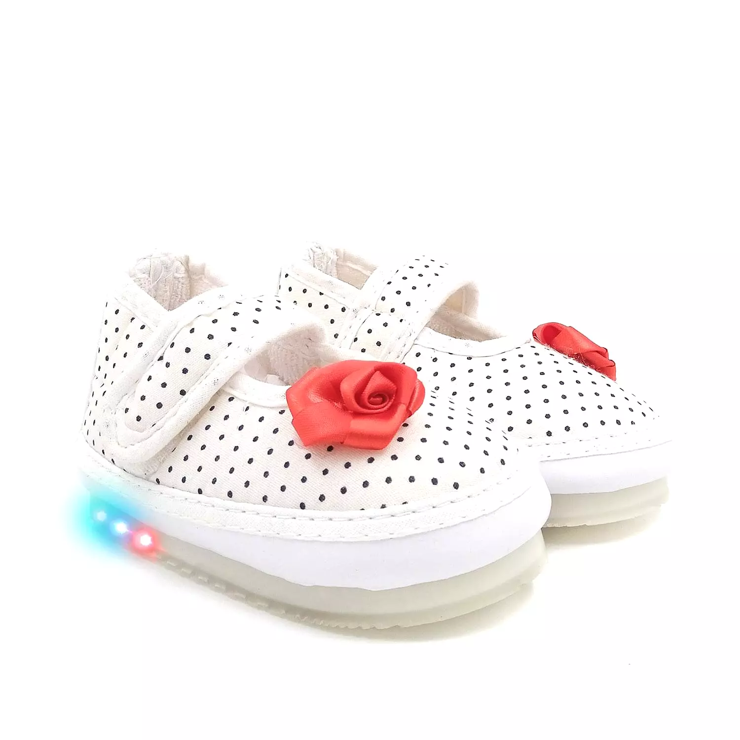 Urbanfeet Kids LED Shoes with Sound and Polka Dot Print for Baby Boys and Girls (12-24 Months)