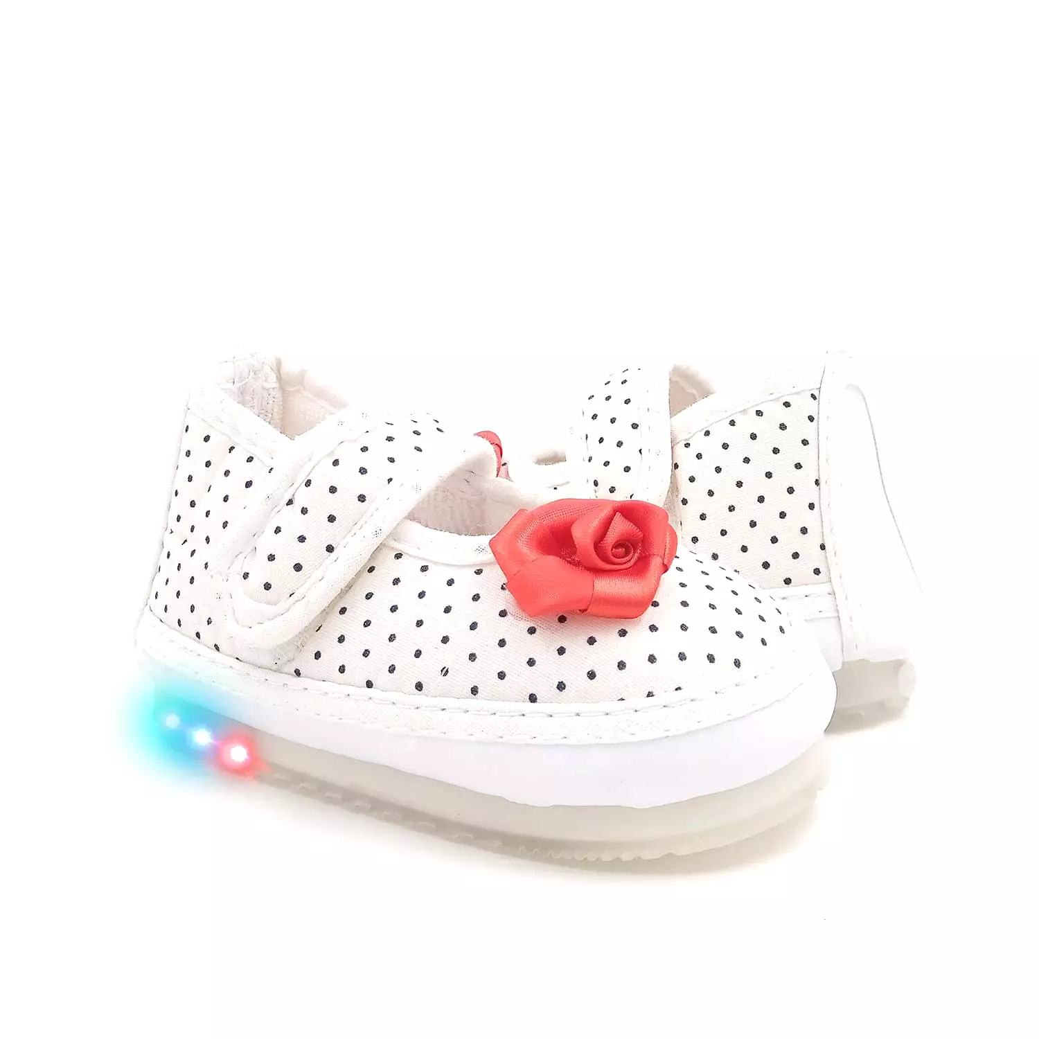 Urbanfeet Kids LED Shoes with Sound and Polka Dot Print for Baby Boys and Girls (12-24 Months)