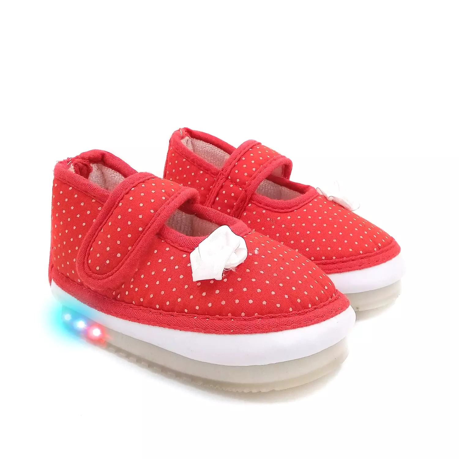 Urbanfeet Kids LED Shoes with Sound and Polka Dot Print for Baby Boys and Girls (12-24 Months)