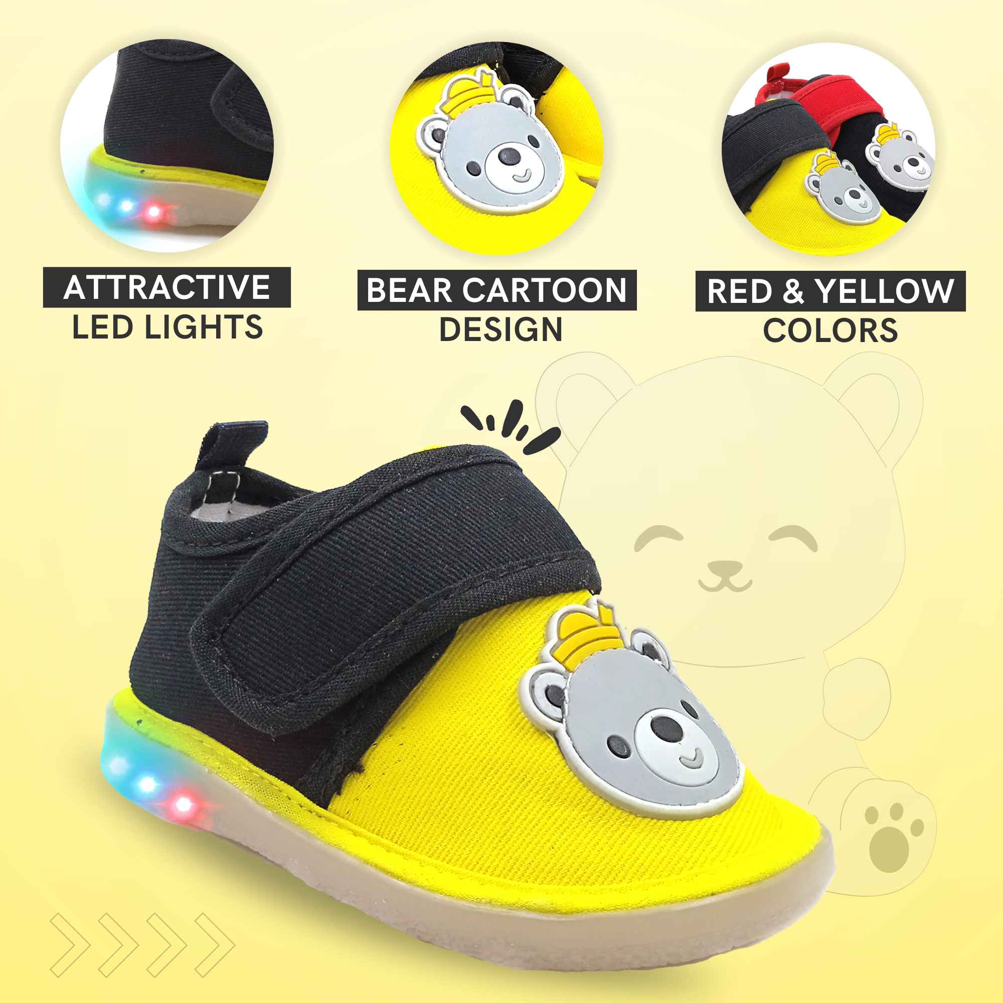 Urbanfeet King Bear Shoes with LED Light | Shoes for Baby Boys & Girls | 12-24 Months