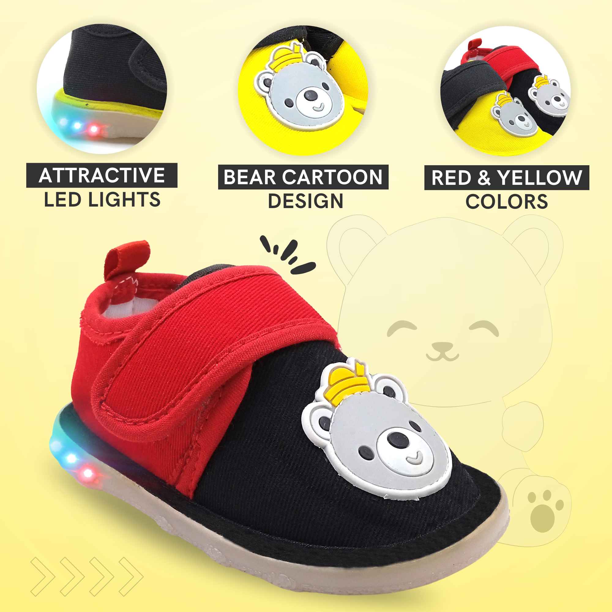 Urbanfeet King Bear Shoes with LED Light | Shoes for Baby Boys & Girls | 12-24 Months