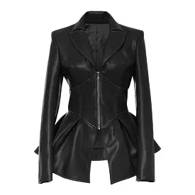 Vegan Leather Waist Jacket in Corset Style