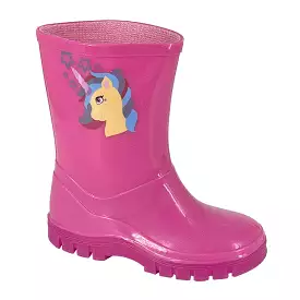 Wellington Boots for Kids - Pink Unicorn Design - Girls Size 3 to 10 - Suitable for Infants