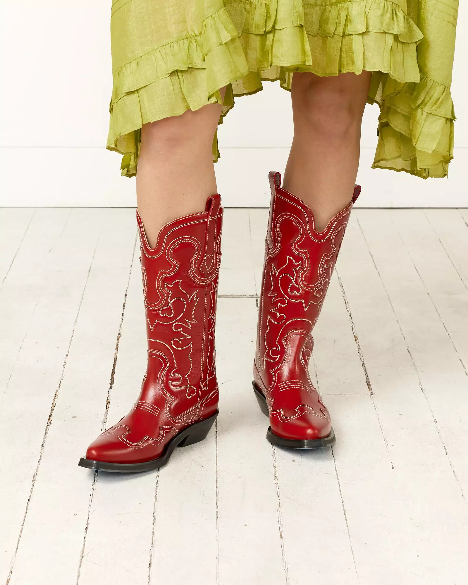 Western Boot with Embroidered Mid Shaft.