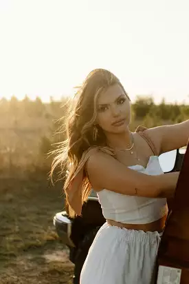 White Lace-Up Shoulder Crop Top