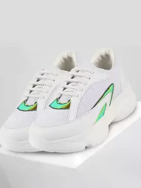 White Women's Running Shoes with Lace Up for Sports & Outdoors.