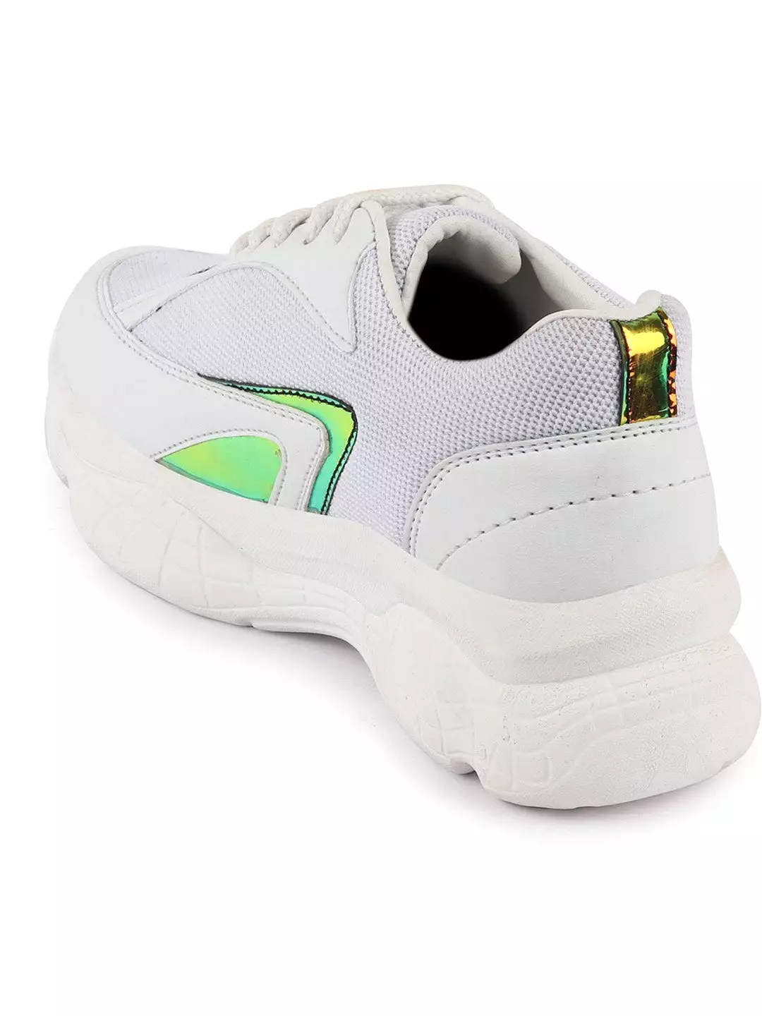 White Women's Running Shoes with Lace Up for Sports & Outdoors.