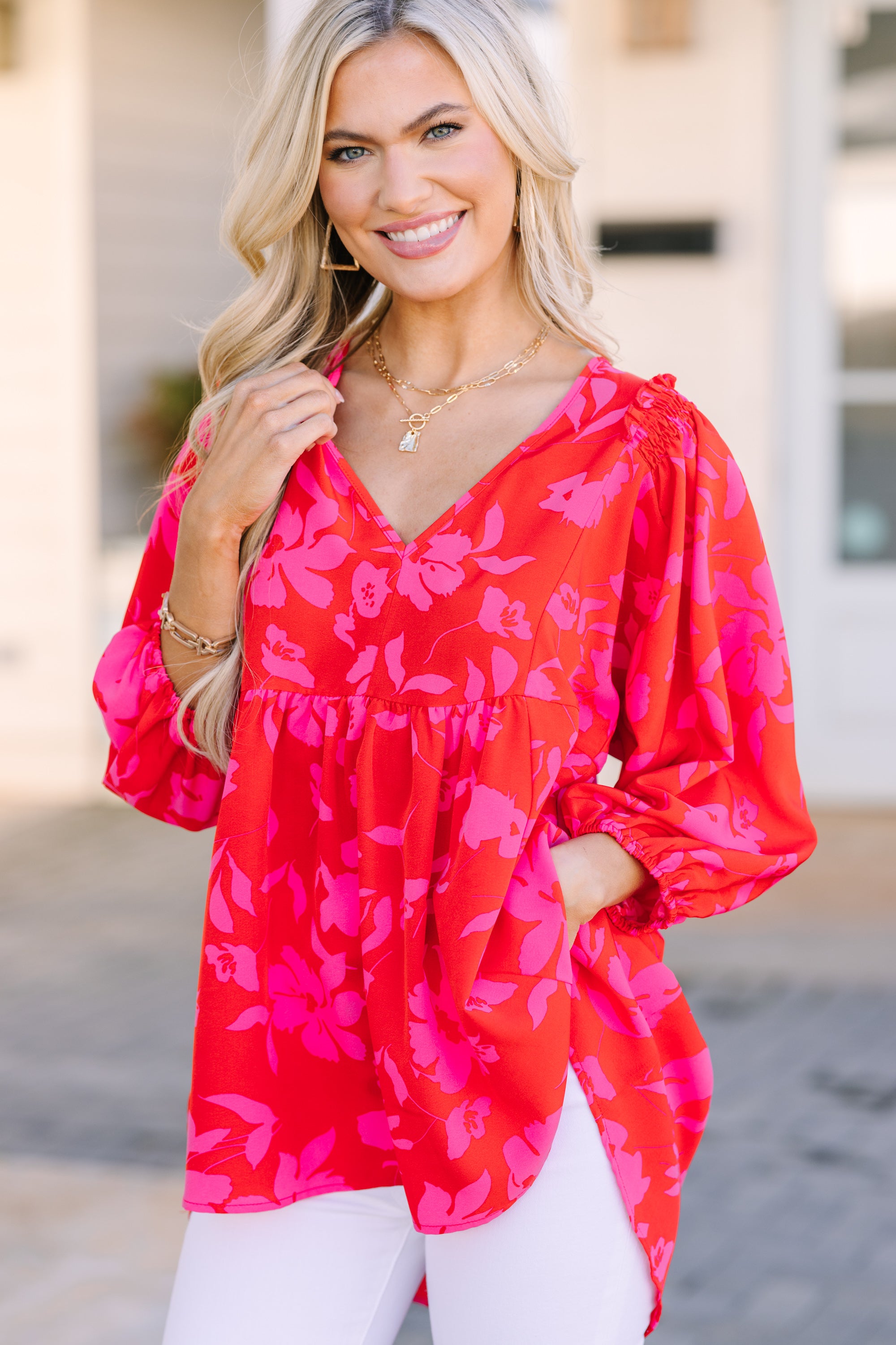 Wild Fuchsia Pink Floral Tunic