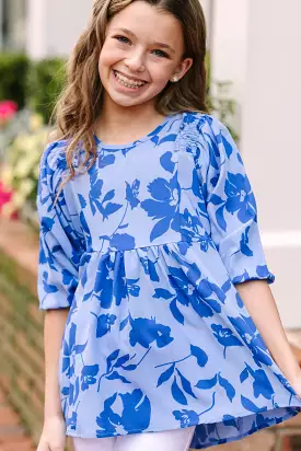 Wild Periwinkle Blue Floral Tunic for Girls