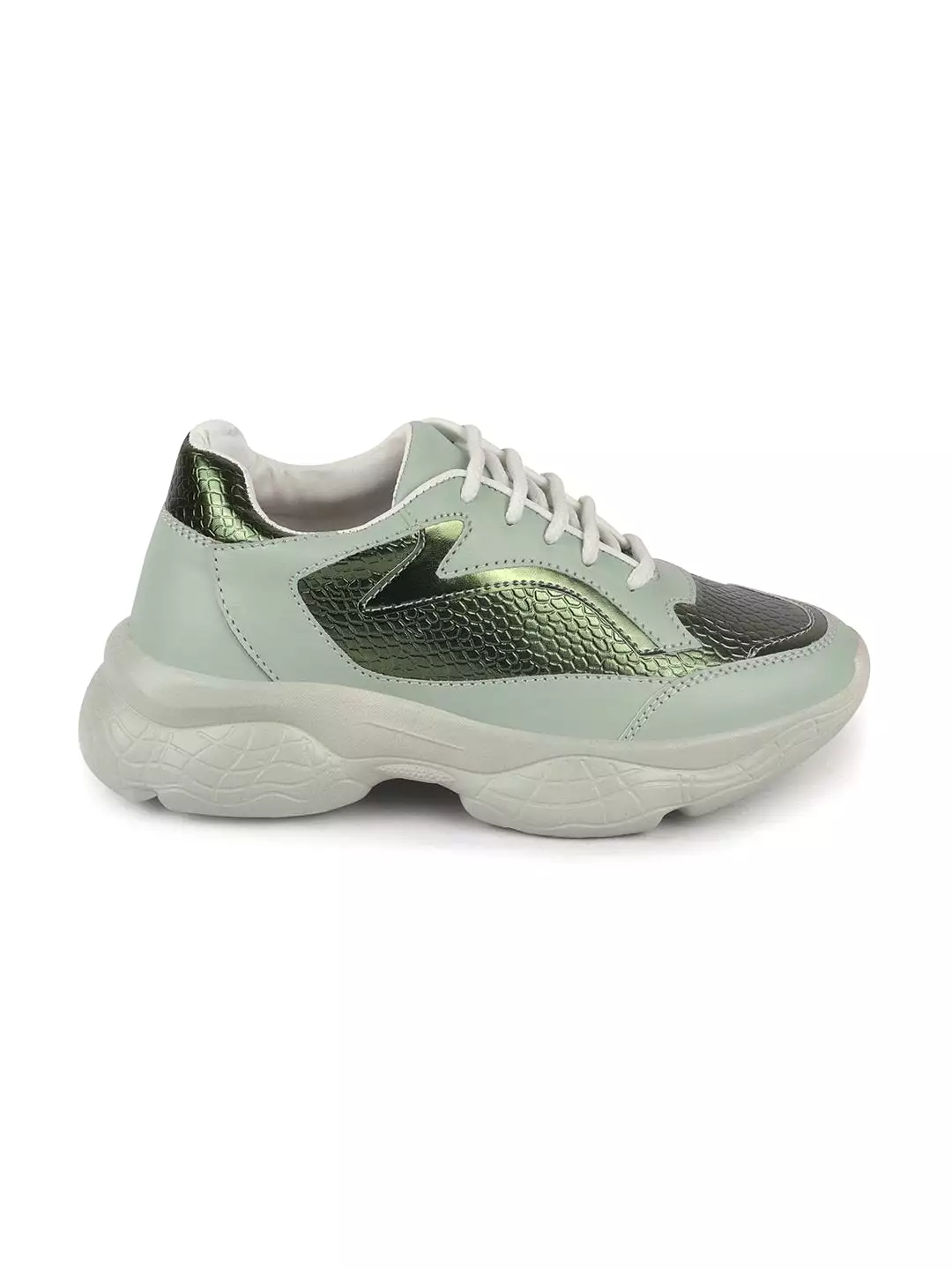 Women's Light Green Running Shoes with Outdoor Lace-Up - [Result]