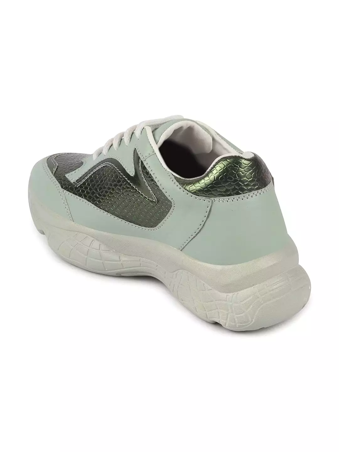 Women's Light Green Running Shoes with Outdoor Lace-Up - [Result]