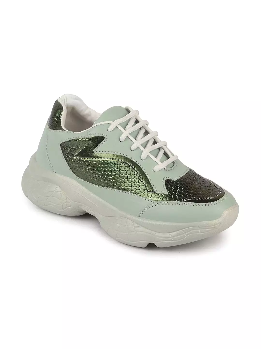 Women's Light Green Running Shoes with Outdoor Lace-Up - [Result]