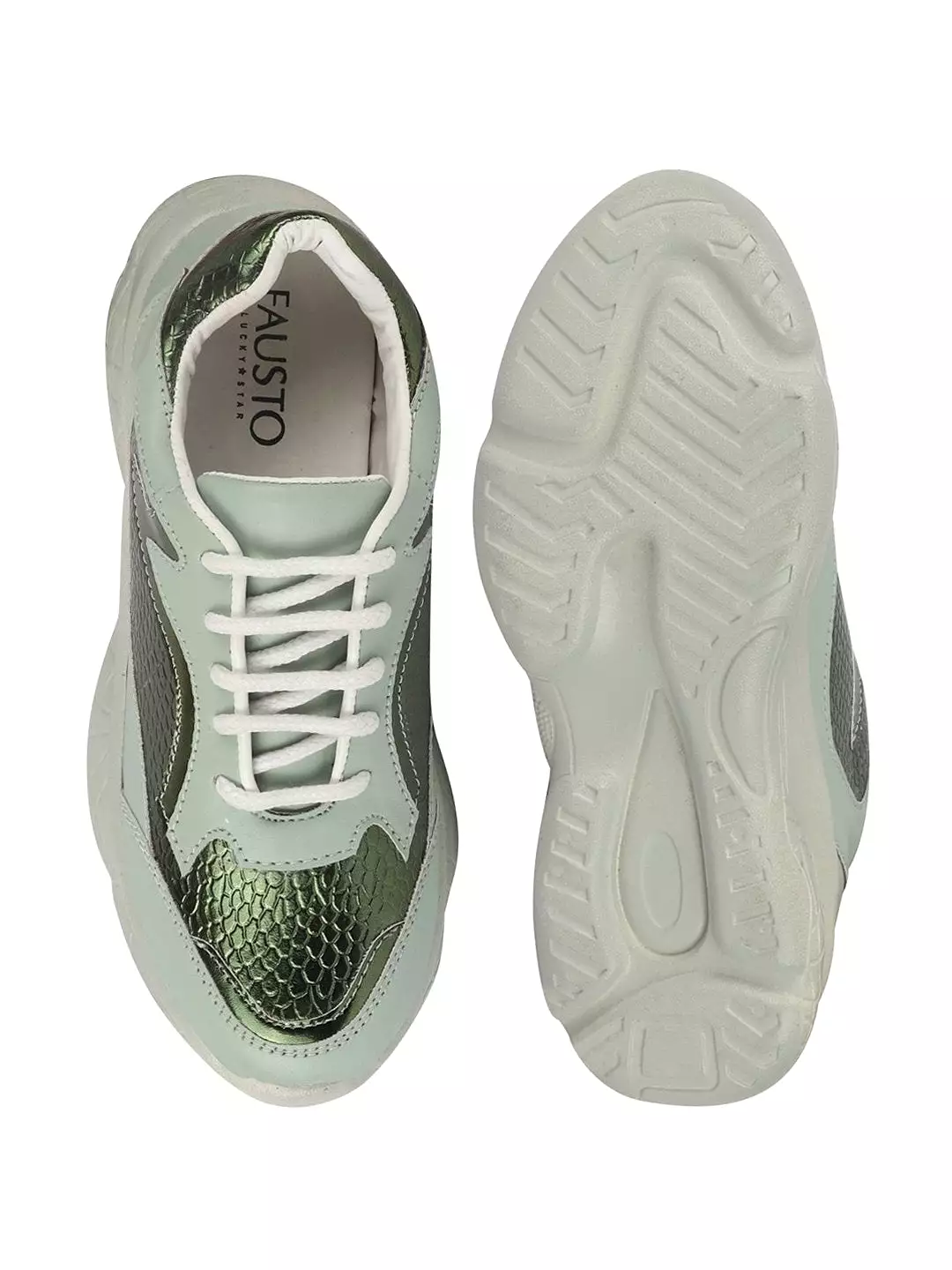 Women's Light Green Running Shoes with Outdoor Lace-Up - [Result]