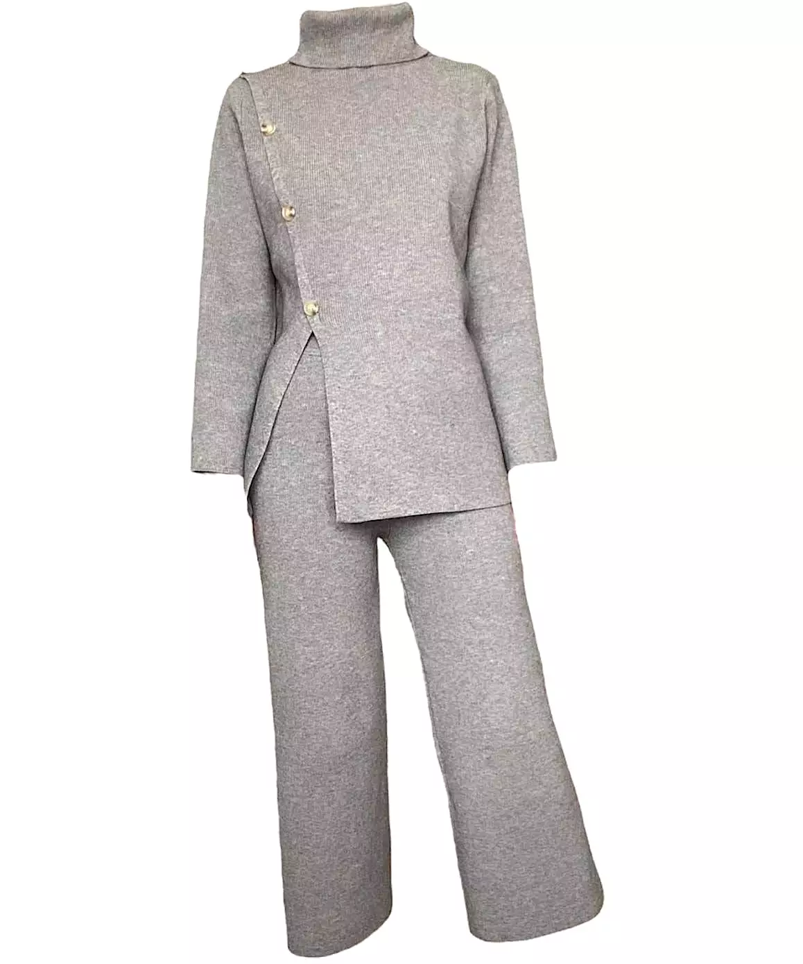 Women's Long Turtleneck Top and Cropped Pants Set