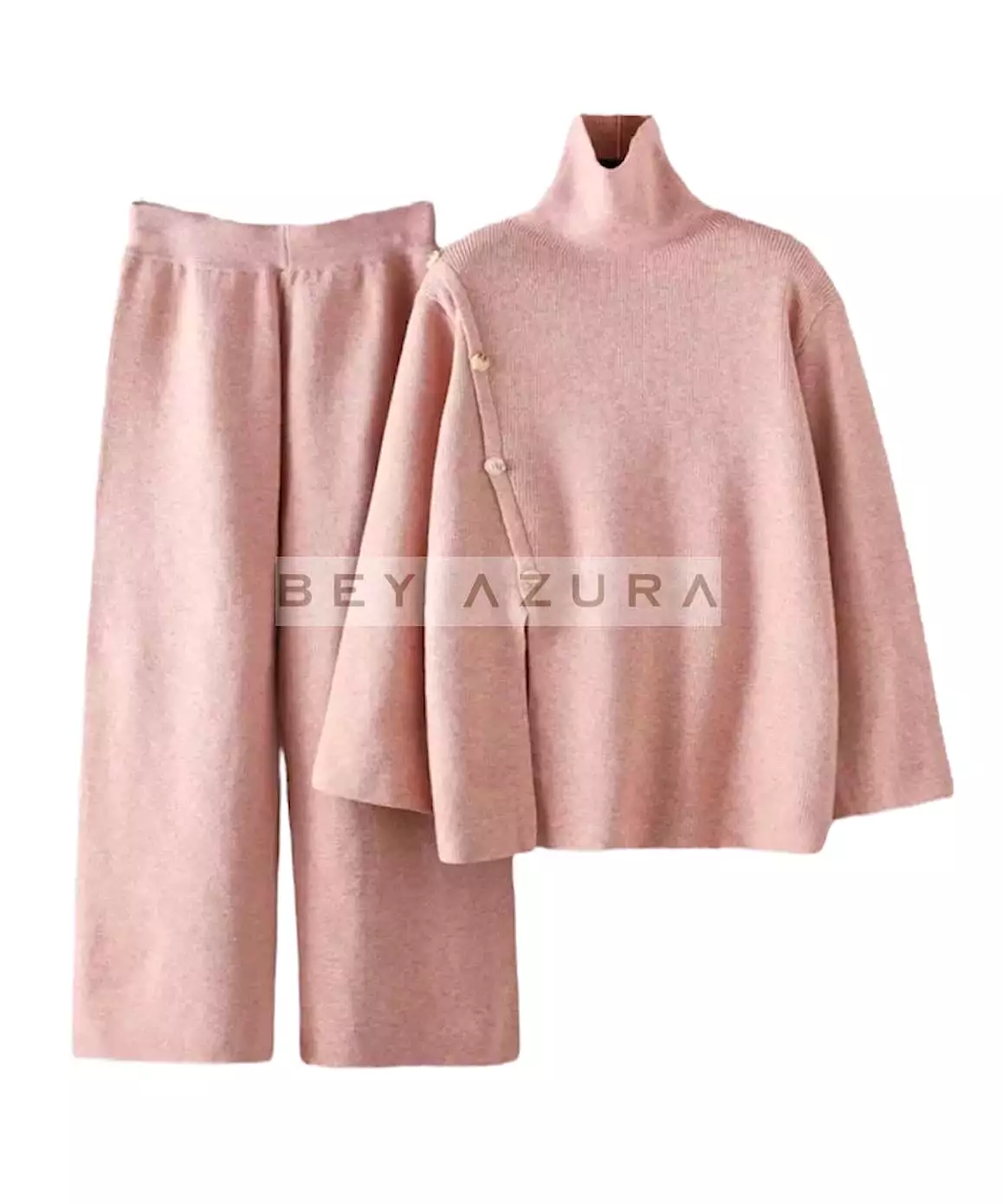 Women's Long Turtleneck Top and Cropped Pants Set